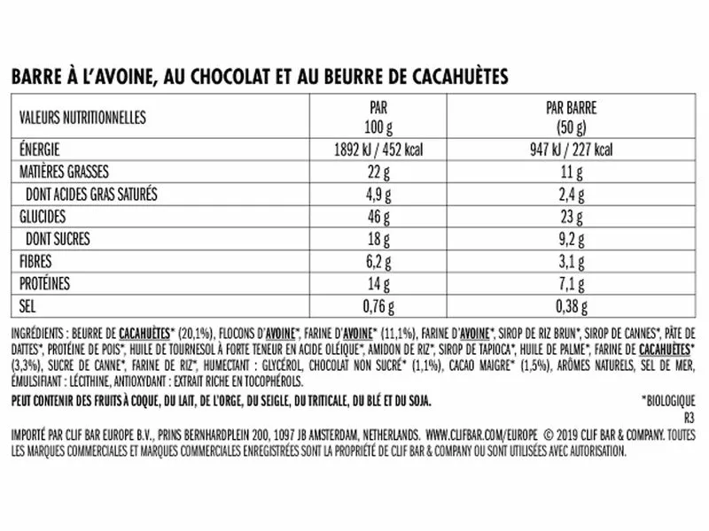 CLIF® Bar Clif Bar Barre énergétique Nut Butter Goût Chocolat Et Beurre De Cacahuètes 2022 4 CLIF® Bar Clif Bar Barre énergétique Nut Butter Goût Chocolat Et Beurre De Cacahuètes 2022 – Image 2