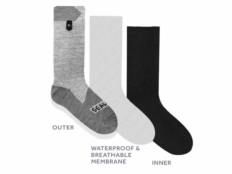 Sealskinz Chaussettes Mi Hautes Imperméables Hydrostop Toutes Saisons - Noir/Gris 2023 6 Sealskinz Chaussettes Mi Hautes Imperméables Hydrostop Toutes Saisons - Noir/Gris 2023 – Image 4